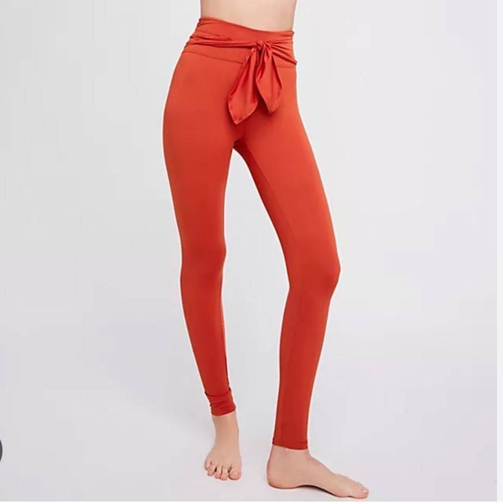 Free People Movement red orange High-Rise Ankle Length Ursa Legging tie waist